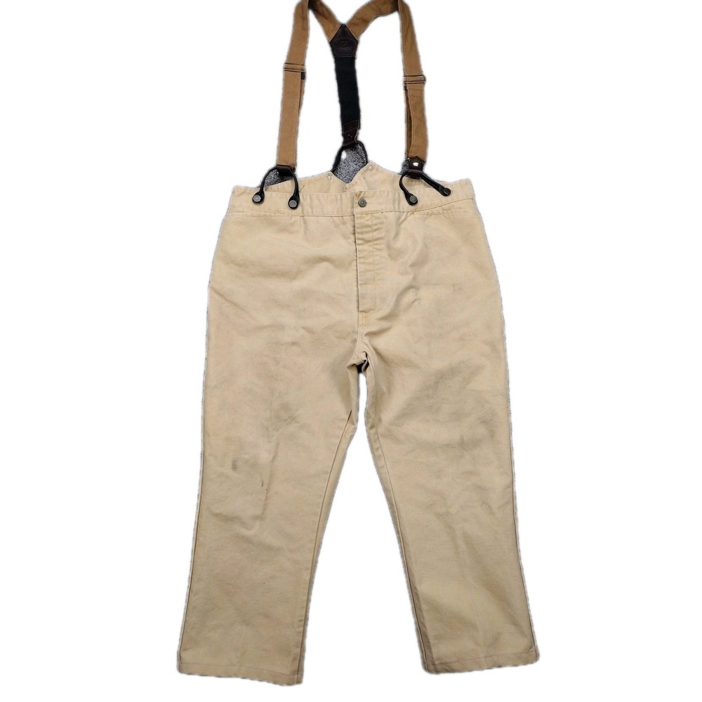 Frontier Classics Tan Canvas pants Size 46 Button Up With Suspender Re-Enactment